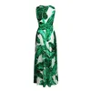 Sukienki zwykłe bez rękawów Stylowy szyfon z paskiem głęboką drukowaną spódnicę maxi dla żeńskiej ropa de mujer