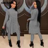 CM.YAYA Active Houndstooth Sweatsuit Womens Set Long Tops Legging Pants Suit Streetwear Tracksuit Two Piece Set Fitness Outfit 240304