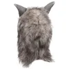 Designer Masks Werewolf Headwear Costume Mask Lifelike Wolf Mask with Faux Fur Halloween Mask for Adults Cosplay Prop Animal Headgear