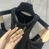 24 Summer Women's Designer Teeps Tops Eyelet Tab Tank Top مع رسائل Cotton Jersey T Shirt Girls Milan Runway Crops Tops Designer Outwear Stest