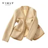 VIMLY Short Jacket For Women Winter Coat Womens Vintage Tweed Jackets Double Breasted Elegant Female Plaid Overcoat F9855 240307
