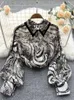 Женские блузки, рубашки, весенне-осенние пышные рубашки, блузки, женские цветочные длинные рубашки с лацканами, винтажные рубашки, элегантные блузки, топы Fe GD631L24312