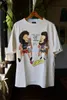 Saint Michael Cho Cartoon Character Print Kortärmad Vintage Ejressed Loose Round Neck Pullover T-shirt HHLB