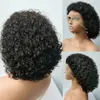 Cabello de bebé 100% Malasia pelo Bob onda de agua peluca con malla frontal 180% densidad HD encaje sin pegamento Natural negro Bob peluca de cabello humano rizado