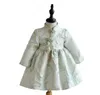 Chinese Style Embroidery Satin 3/4 Long Sleeve Flower Girls' Dress