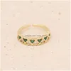 Ringen 2022 Lente Groene Liefde Slang Bloem Set Mode Zirkoon Cross Womens Ring R088 Drop Levering Sieraden Dhu4Q