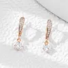 Studörhängen DCKAZZ Innovativ Zircon Pendant Earring Summer Luxurious 585 Rose Gold Color Crystal for Woman Girl Jewelry Gift