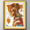 African Woman Lady Gracious Style Cross Stitch Needwork Set Brodery Sats Målningar räknade tryckta på Canvas DMC 14CT 292Y