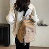 HBP 2024 Winter Retro Simple Back Pack PU 가죽 배낭을위한 어깨 가방 소녀 단색 여행 백팩