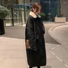 Women's Trench Coats Winter Thickened Down Cotton Coat 2024 Korean Quited Lamb Wool Collar Parka Female Long