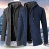 Vestes pour hommes Superbe veste d'hiver Chapeau Couleur unie Manteau à manches longues Casual pour l'école