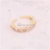 Rings Jewelry Little Daisy Moon Love Copper Micro Set Zircon Womens Ring R084 Drop Delivery Dhe2Z