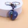Natural Stone Heart Crystal Keychain Tiger Eye Blue Aventurine Pendant Healing Gemstone Crystals Key Rings Holder Car Bag Hangings