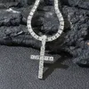 Pendentif croix cloutée Hip Hop, collier de chaîne cubaine, chaîne de tennis en diamant à une seule rangée, accessoire tendance