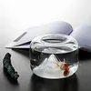 Bol à poissons en verre Transparent créatif, réservoirs de montagne de neige, Micro pot de paysage, fournitures pour animaux de compagnie, décoration de maison 240226