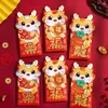 Presentförpackning 6st Luck Money Bag kuvert önskar år välsignelse diy packning kinesisk drake röda fickfest gåvor
