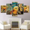 Vintage Bilder Leinwand gedruckt Poster 5 Panel Pharao des alten Ägypten Gemälde Home Decor für Wohnzimmer Kunstwerk Wandkunst T200331h