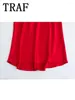 Casual Dresses TRAF 2024 Halter Long For Women Backless Satin Dress Woman Off Shoulder Sexy Midi Elegant Evening Party