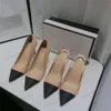 Décolleté in grosgrain di capra da donna 8CM 10cm Tacchi alti in vera pelle con perle OL Scarpe eleganti Channeliess Lady Beige Bianco Sandalo slingback nero Per la festa nuziale