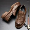 Casual Shoes Men Loafers Autumn Summer Business Cowhide Högkvalitativ äkta läderdesigner Mens Luxury