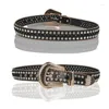 Ceintures Goth pour strass femmes PU cuir Western Y2K filles ceinture jean hommes