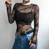 Kadın Tişörtleri Occdenice Giyim Görüşme Görevli Örgü Mektubu Baskı T-Shirt Patchwork İnce Smock Uzun Kollu Güneş Koruma Üstleri