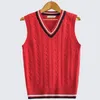 2023 Spring Autumn Men Menform Vest Fashion V Pullover Boys British Student Sleveless Blow Cank Tops Sweters Y240312