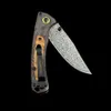 BM 15085-201 Axis Damascus Trähandtag Blad Fold Knife Outdoor Camping Hunt Pocket EDC Tool BM15085 Kniv