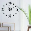 壁ステッカーミュート時計DIYフットボールアクリルミラーホームデコレーション用の壁画デカールcnim clocks253w