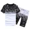 Dres dla mężczyzn swobodny letni zestaw męski T-shirt + druk szorty plażowe Koszulki spodnie Dwukierunkowe garnitur plus rozmiar 4xl