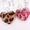 Keychains Lanyards 2020 grossist Leopard Print Love Plush Keychain Winter Ladies Bag Pendant Fashion All-Match Hair Ball Car Pendant Small Gifts LDD240312