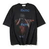 2024 Spring/summer New T-shirt American Hip Hop Saint Religious Oil Painting Wash Out Vintage Short Sleeve Fashion BHPF