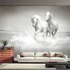 Custom Size Modern Art 3D Running White Horse Po Mural Wallpaper for Bedroom Living Room Office Backdrop Non-woven Wall Paper273l