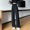 Black Suit Pants for Women Korean Fashion 2 Buttons szerokie spodnie Nogą Spodnie Vintage Streetwear High Talle Office Panie Praca 240304