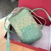 Stroh-Handytasche, Designer-Damen-Strand-Umhängetaschen, gewebter RAFFIA-Lafite-Gras-Handytasche, Urlaubs-Modeartikel, Damen-Umhängetasche