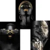 Resimler 1pc Afrika Siyah Gold Modern Kadın Duvar Sanat Portre İskandinav Tuval Baskı Yağlı Boya Poster Resim Ev Ofisi 179s