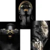 Pinturas 1 PC Africano Preto Ouro Mulher Moderna Arte Da Parede Retrato Escandinavo Cópia Da Lona Pintura A Óleo Poster Imagem Home Office 179s