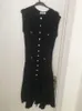 2024 Zomer nieuwe San ro mouwloze vezelgebreide jurk met ronde hals, halflange lengte