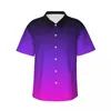 Chemises décontractées pour hommes Chemise de vacances dégradée Homme Noir Violet et Rose Hawaii Manches courtes Lâche Blouses surdimensionnées Cadeau d'anniversaire