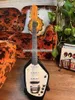 Rare Vox Phantom XII Tuxedo Jimmy Page Yardbirds Teardrop Dwanaście sznurków Czarne solidne ciało elektryczne gitara SSS Bigs Tremolo Tailpiece Vintage Tunery