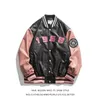 Streetwear Letter Embroid Motorcycle PU Leather Jacket Mens Baseball Bomber Coat Unisex Womens Oversize Varsity Vintage Chic 240226