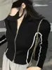 Vestes pour femmes Mode Streetwear Zipper All Match Vintage 2024 Y2K Esthétique Cropped Femmes Harajuku Collier Slim Manteaux