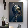 Black Woman Gold Abstract Painting Canvas Prints Portrait Posters Wall Art Pictures for Living Room Home Decoration2245