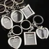 Keychains Lanyards Photo Keychain Mini Creative Metal Alloy Heart Square Round Oval Insert Photo Picture Frame Keyring Insert Photo Frame Keychain LDD240312