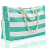 Outdoor Striped Large Storage Bag Fashionable Cotton Portable Beach Capacity Travel Shopping Bag 240312