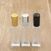 Clear Portable Glass Parfym Spray Bottle 10 ml 20 ml Tomma kosmetiska behållare med atomizer Gold Silver Cap Fragrance Bottles TRCPW XGQHE