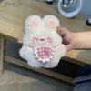 Keychains Lanyards Diy Cartoon Plush Bib Rabbit Doll Toy Keychain Cute Bag Pendant Charms Car Keyring For Women Kawaii Gift LDD240312