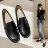 Leather 720 Genuine Casual Flat Shoes for Woman Round Toe Metal Chains Cowhide Mocasines Soft Bottom Slip on Loafers Women Cozy Work 12