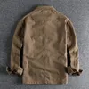 Men Workwear Military Long Sleeve Shirts Cotton Casual Loose Handsome Versatile Male Cargo Washed Big Pocket Woven Shirt Jackets 240306