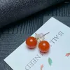 Stud Earrings Shilovem 18K ROSE Gold Real Natural South Red Agate Fine Jewelry Gift Ethnic Plant Myme8-8.500nh